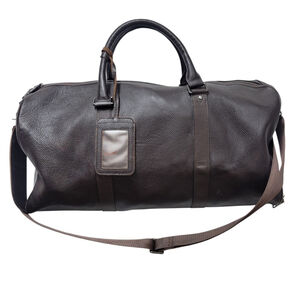 Unbranded Adult Unisex Brown Pebbled Leather Crossbody Top-Handle Duffle Bag